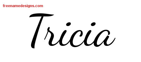 Lively Script Name Tattoo Designs Tricia Free Printout