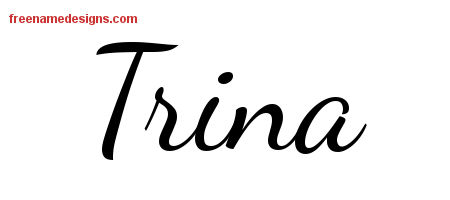 Lively Script Name Tattoo Designs Trina Free Printout
