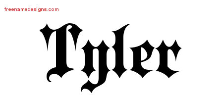 Old English Name Tattoo Designs Tyler Free Lettering