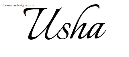 Calligraphic Name Tattoo Designs Usha Download Free