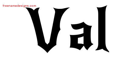 Gothic Name Tattoo Designs Val Free Graphic