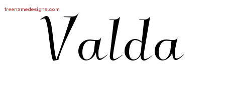 Elegant Name Tattoo Designs Valda Free Graphic