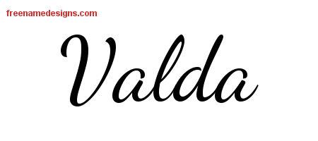 Lively Script Name Tattoo Designs Valda Free Printout