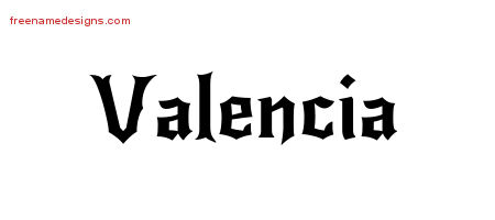 Gothic Name Tattoo Designs Valencia Free Graphic