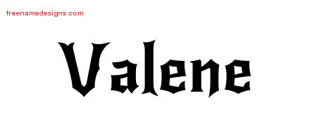 Gothic Name Tattoo Designs Valene Free Graphic