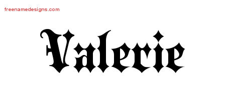 Old English Name Tattoo Designs Valerie Free