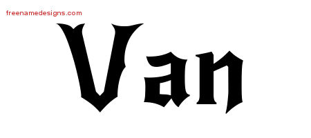 Gothic Name Tattoo Designs Van Free Graphic