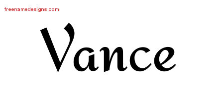 Calligraphic Stylish Name Tattoo Designs Vance Free Graphic