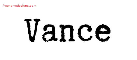 Typewriter Name Tattoo Designs Vance Free Printout