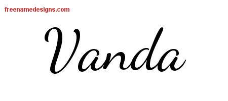 Lively Script Name Tattoo Designs Vanda Free Printout