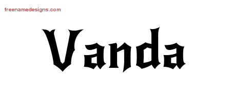 Gothic Name Tattoo Designs Vanda Free Graphic
