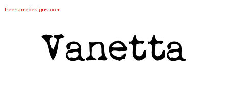 Vintage Writer Name Tattoo Designs Vanetta Free Lettering