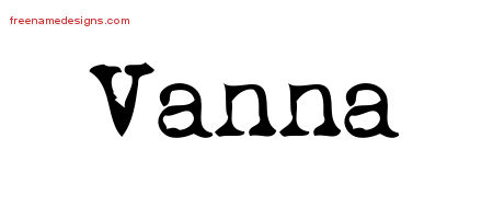 Vintage Writer Name Tattoo Designs Vanna Free Lettering