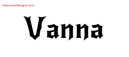 Gothic Name Tattoo Designs Vanna Free Graphic