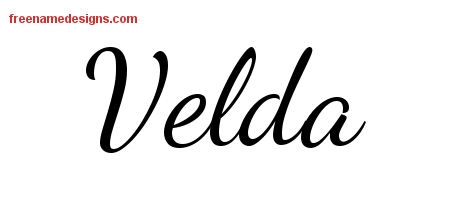 Lively Script Name Tattoo Designs Velda Free Printout