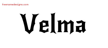 Gothic Name Tattoo Designs Velma Free Graphic