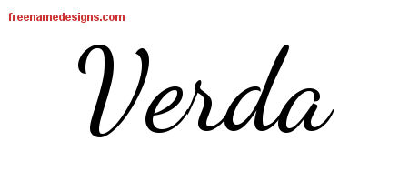 Lively Script Name Tattoo Designs Verda Free Printout