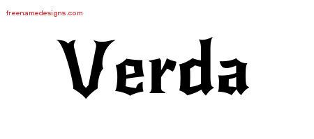 Gothic Name Tattoo Designs Verda Free Graphic