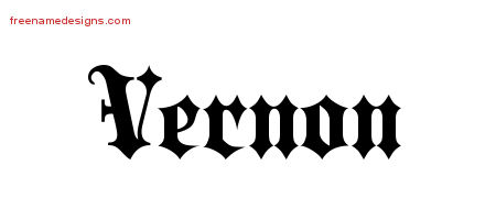 Old English Name Tattoo Designs Vernon Free Lettering