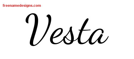 Lively Script Name Tattoo Designs Vesta Free Printout