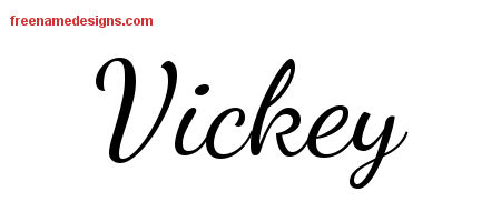 Lively Script Name Tattoo Designs Vickey Free Printout
