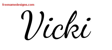 Lively Script Name Tattoo Designs Vicki Free Printout