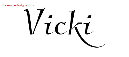 Elegant Name Tattoo Designs Vicki Free Graphic