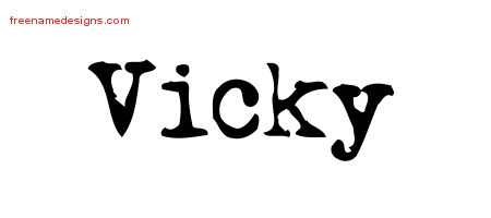 Vintage Writer Name Tattoo Designs Vicky Free Lettering