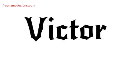 Gothic Name Tattoo Designs Victor Free Graphic