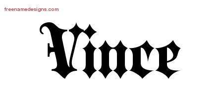 Old English Name Tattoo Designs Vince Free Lettering