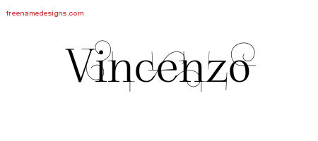 Decorated Name Tattoo Designs Vincenzo Free Lettering