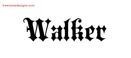 Old English Name Tattoo Designs Walker Free Lettering