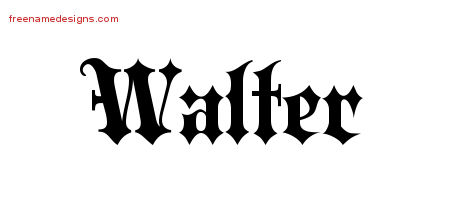 Old English Name Tattoo Designs Walter Free Lettering