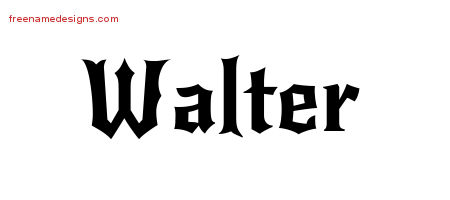 Gothic Name Tattoo Designs Walter Free Graphic