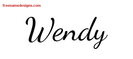 Lively Script Name Tattoo Designs Wendy Free Printout
