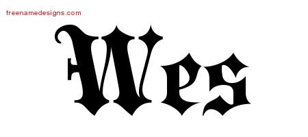 Old English Name Tattoo Designs Wes Free Lettering