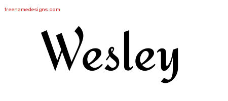 Calligraphic Stylish Name Tattoo Designs Wesley Free Graphic