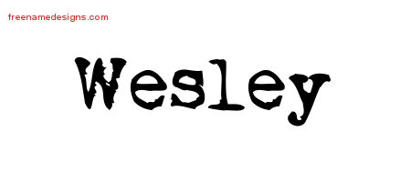Vintage Writer Name Tattoo Designs Wesley Free Lettering