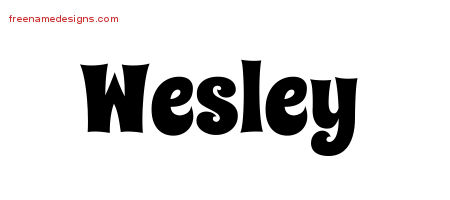 Groovy Name Tattoo Designs Wesley Free Lettering