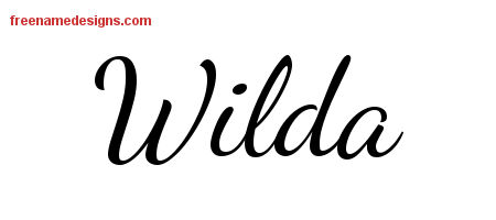 Lively Script Name Tattoo Designs Wilda Free Printout