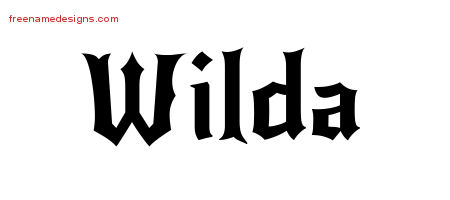 Gothic Name Tattoo Designs Wilda Free Graphic