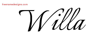 Calligraphic Name Tattoo Designs Willa Download Free