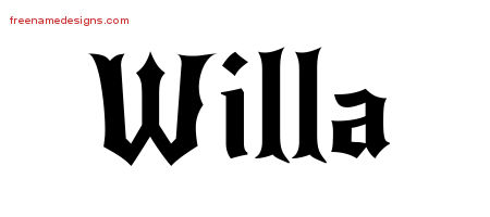 Gothic Name Tattoo Designs Willa Free Graphic