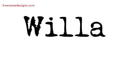 Vintage Writer Name Tattoo Designs Willa Free Lettering