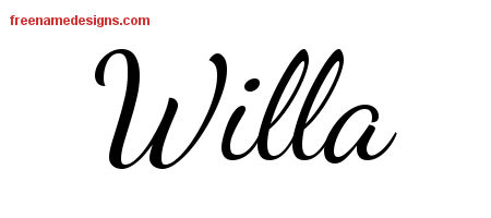 Lively Script Name Tattoo Designs Willa Free Printout
