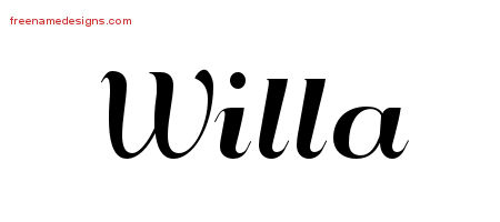 Art Deco Name Tattoo Designs Willa Printable
