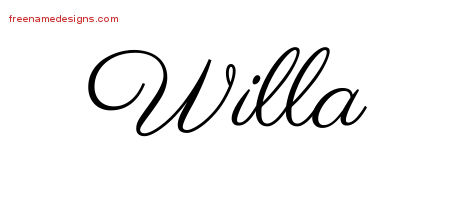 Classic Name Tattoo Designs Willa Graphic Download