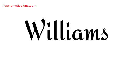 Calligraphic Stylish Name Tattoo Designs Williams Free Graphic