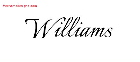 Calligraphic Name Tattoo Designs Williams Free Graphic