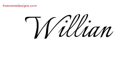 Calligraphic Name Tattoo Designs Willian Free Graphic